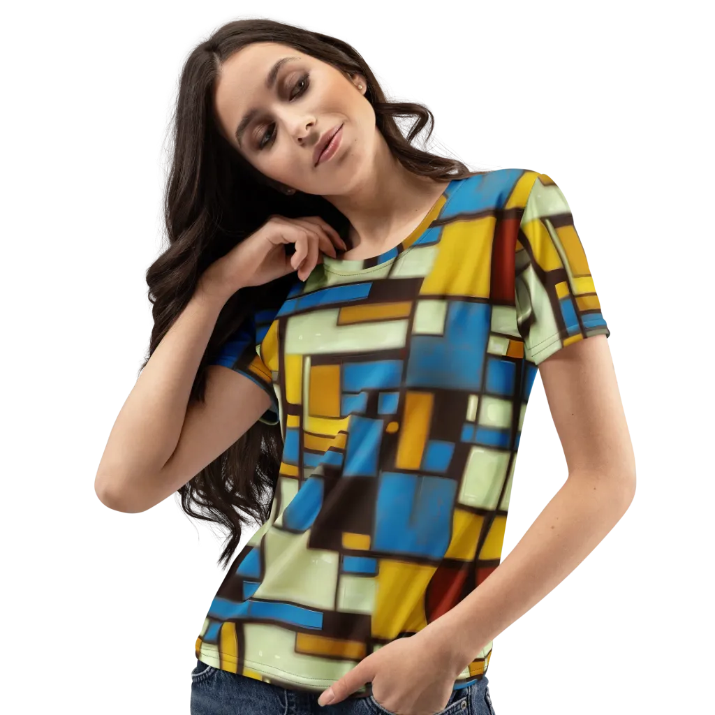 Midnight Grid on Women's Crew Neck T-Shirt — Left Front