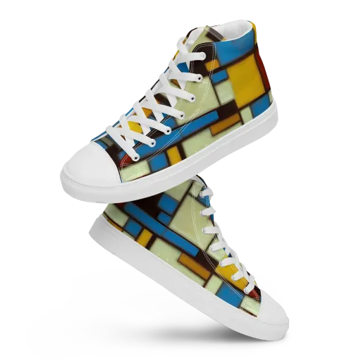 Midnight Grid on a Women's High Top Canvas Shoes