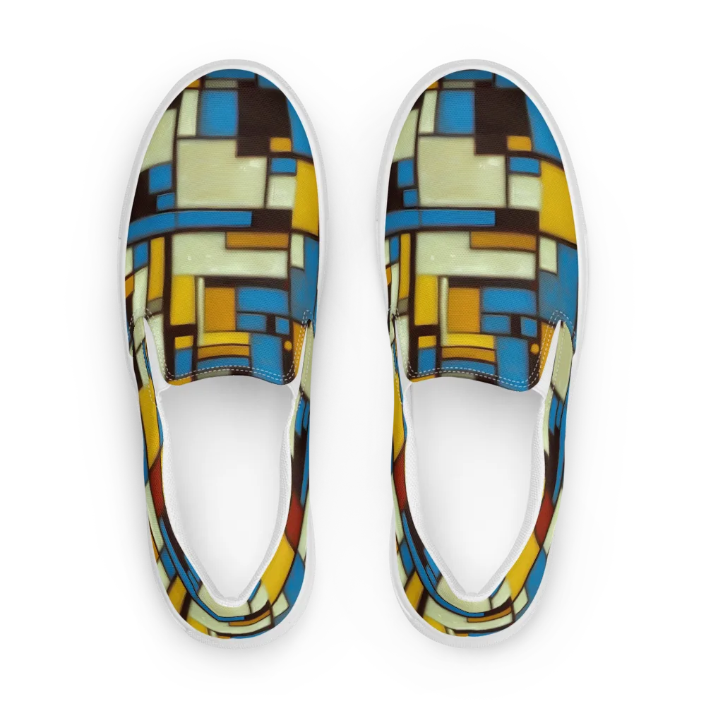 Midnight Grid on Men's Slip-On Canvas Shoes — Front