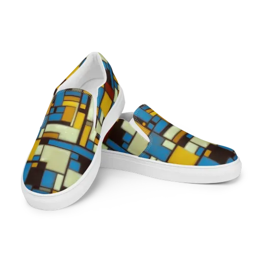 Midnight Grid on a Men's Slip-On Canvas Shoes