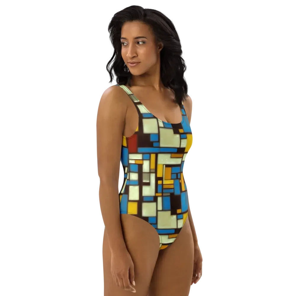 Midnight Grid on One-Piece Swimsuit — Right