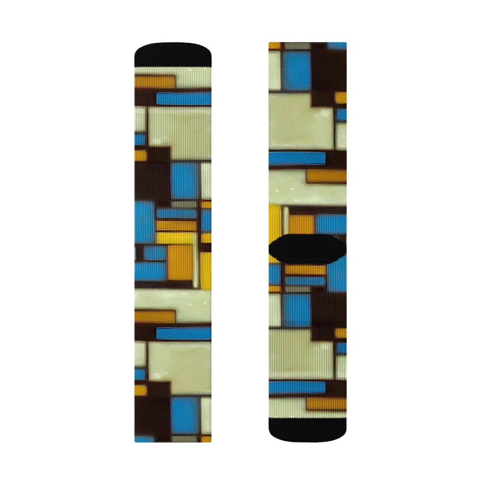 Midnight Grid on Socks — Left Sock