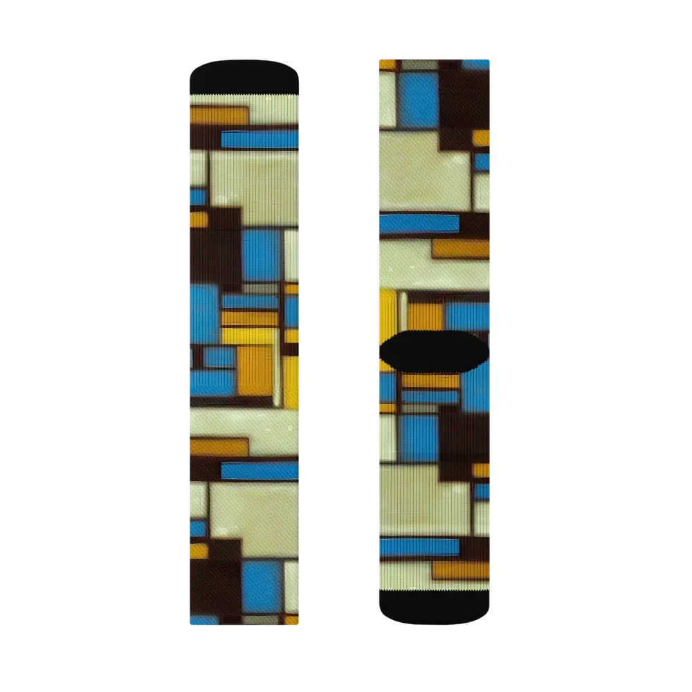 Midnight Grid on Socks — Right Sock