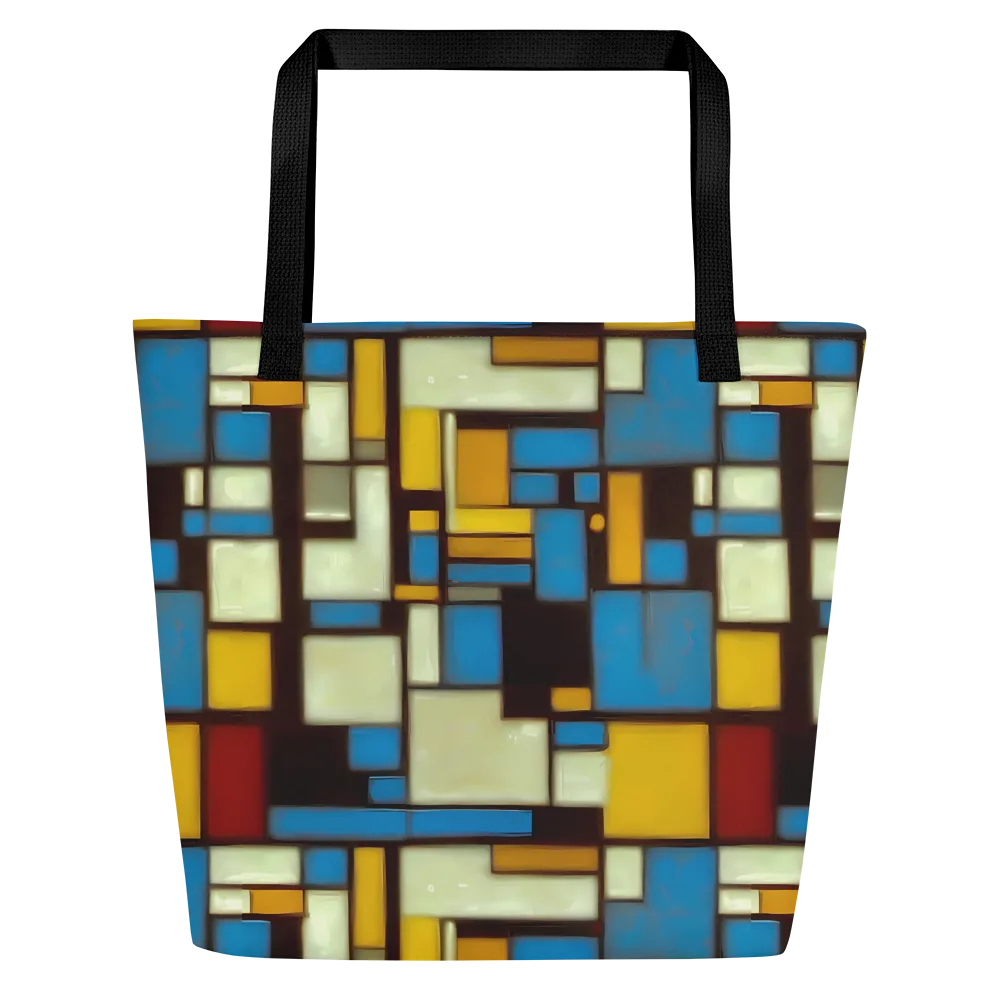 Midnight Grid on Large Tote Bag W/ Pocket — Front