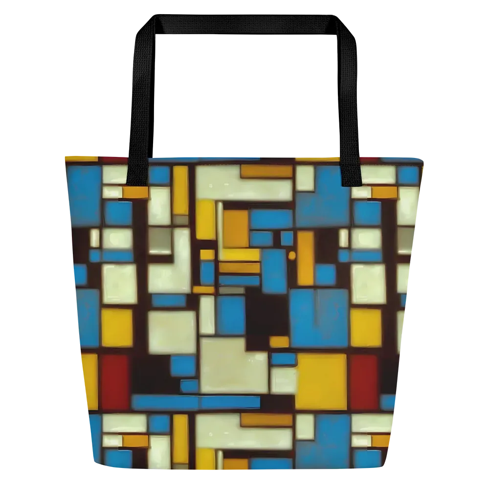 Midnight Grid on Large Tote Bag W/ Pocket — Front