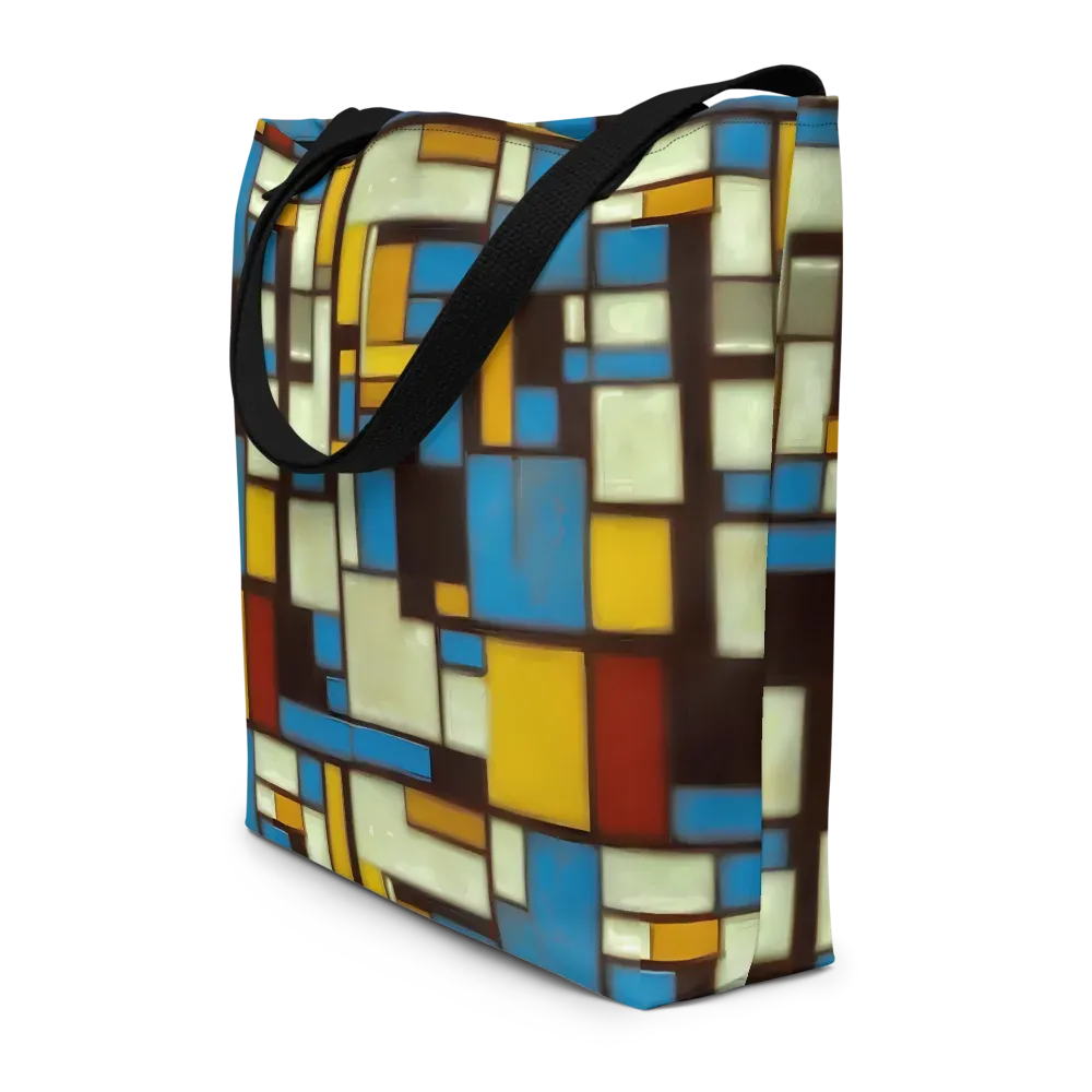 Midnight Grid on Large Tote Bag W/ Pocket — Front