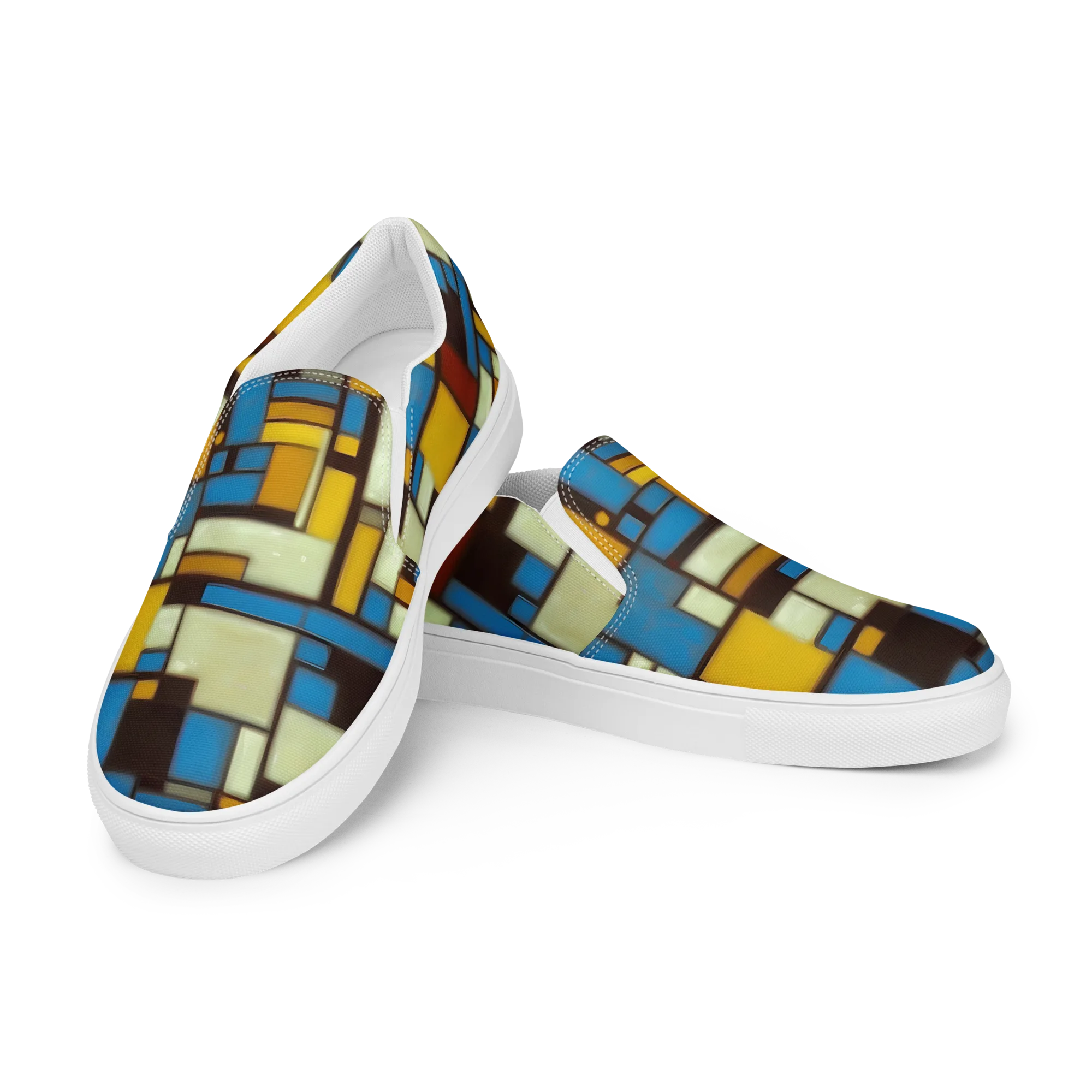 Midnight Grid on Women's Slip-On Canvas Shoes — Left Front