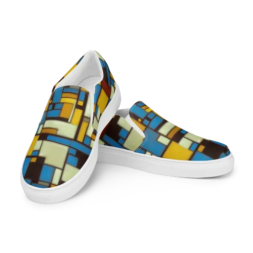 Midnight Grid on a Women's Slip-On Canvas Shoes
