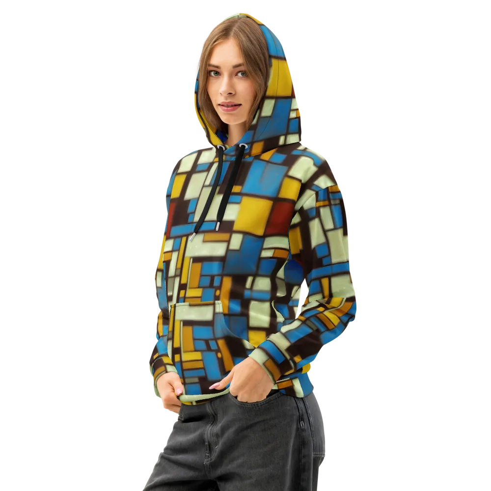 Midnight Grid on Cotton Hoodie — Left Front