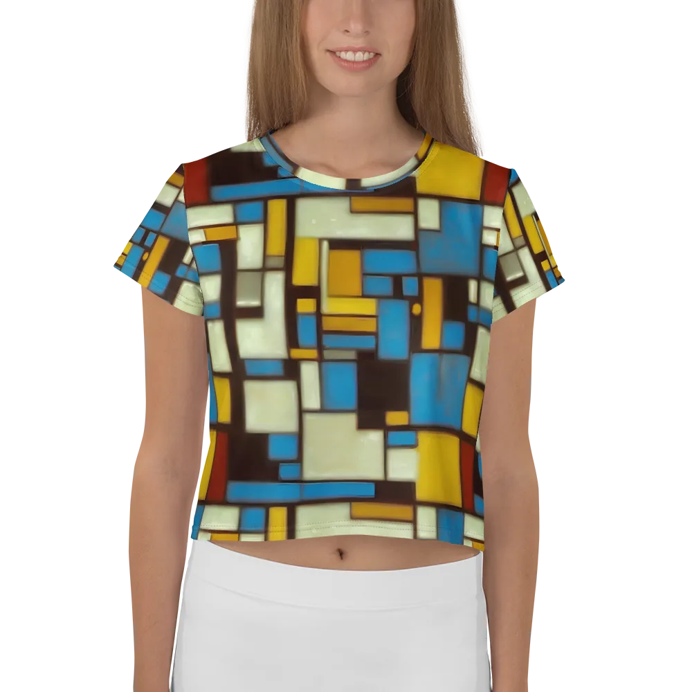 Midnight Grid on Crop Tee — Front