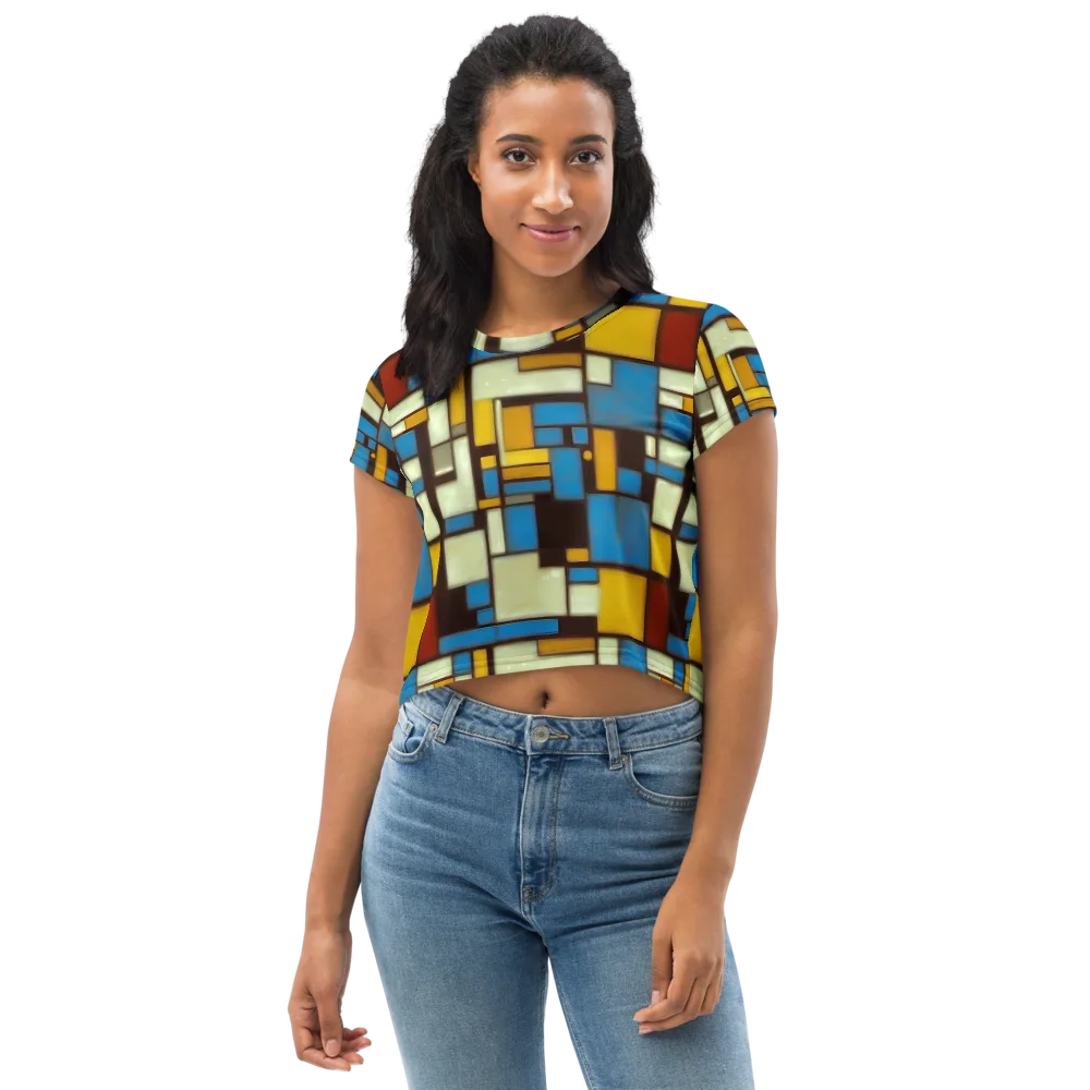 Midnight Grid on Crop Tee — Front