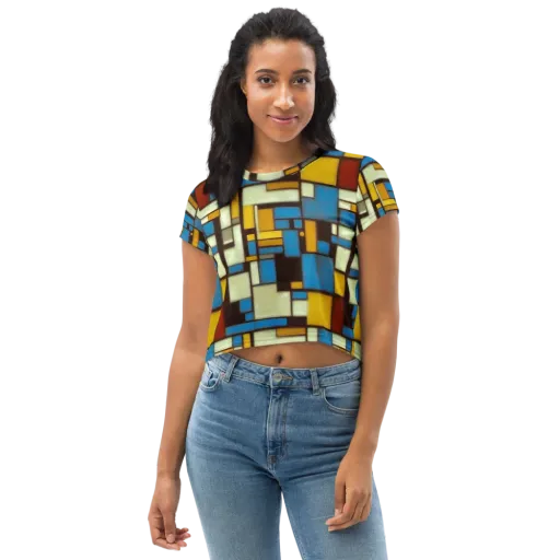 Midnight Grid on a Crop Tee