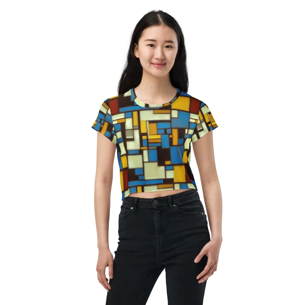 Midnight Grid on Crop Tee — Front
