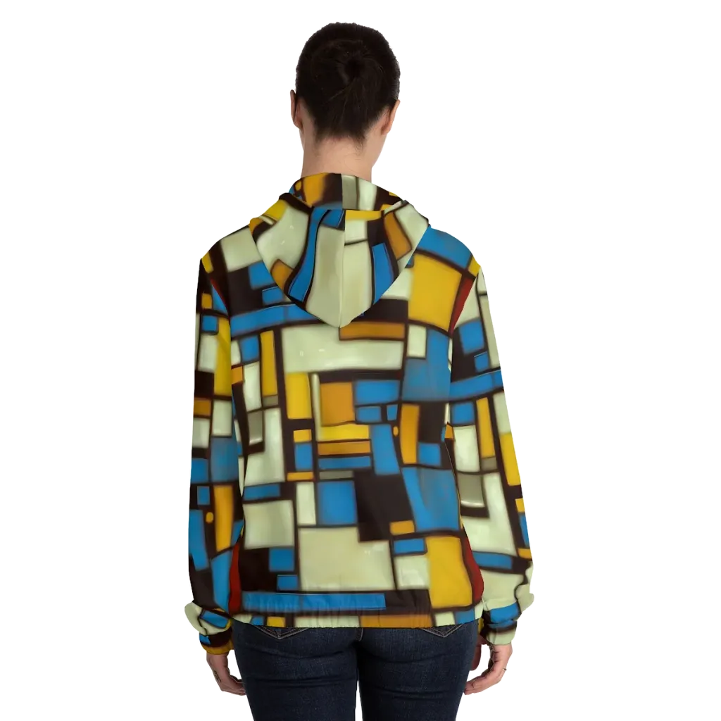 Midnight Grid on Women's Full-Zip Hoodie — Back On Person