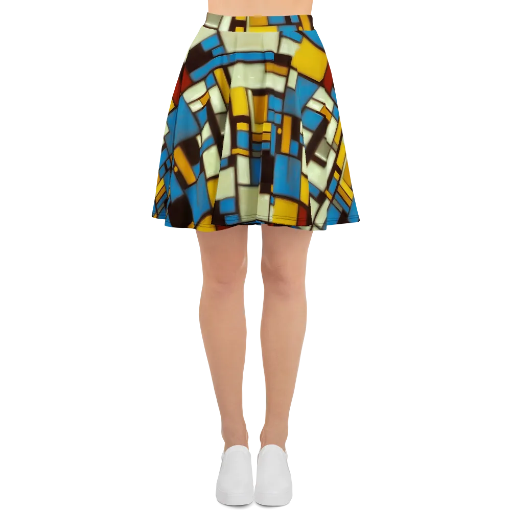 Midnight Grid on Skater Skirt — Front