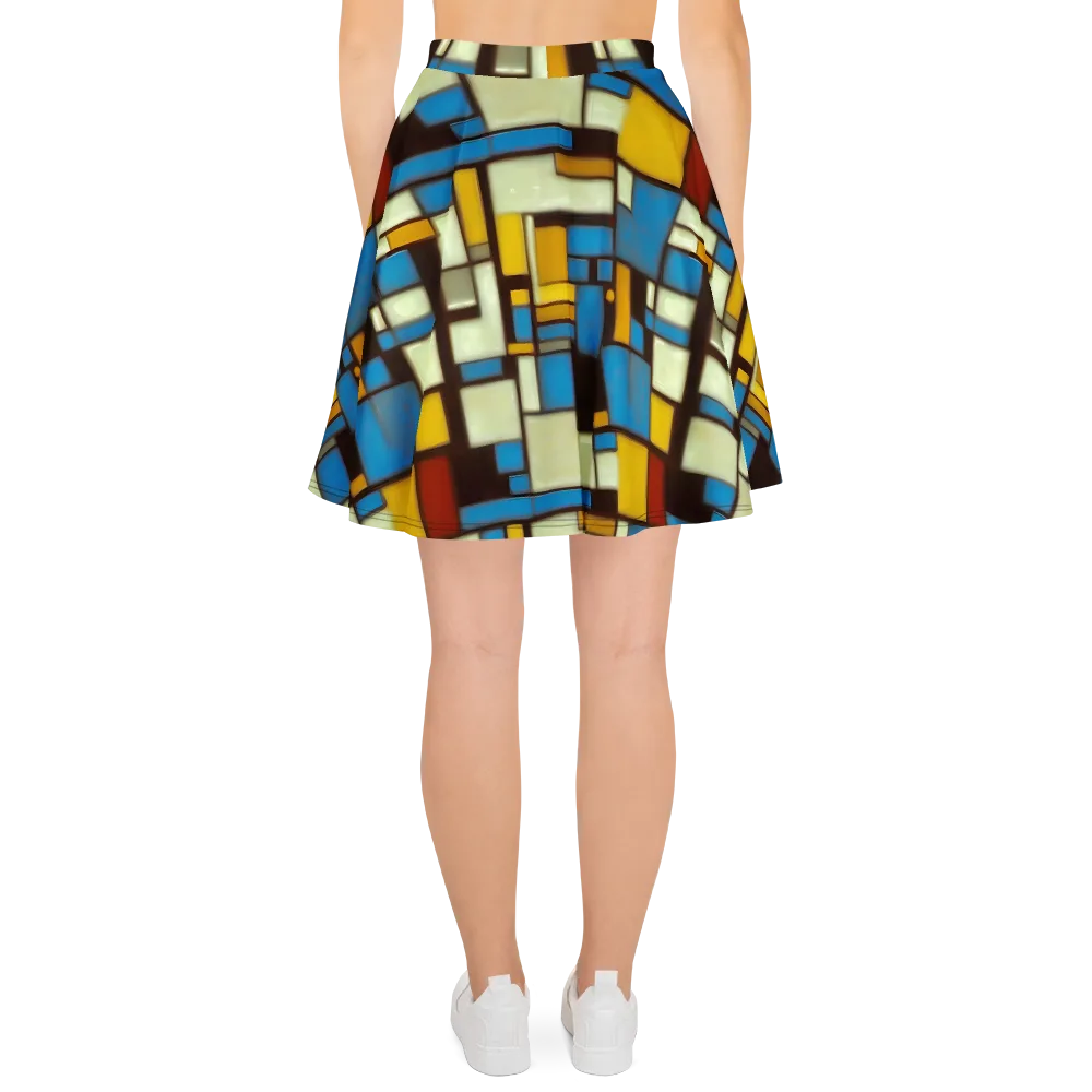 Midnight Grid on Skater Skirt — Back