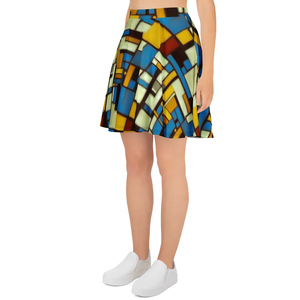Midnight Grid on Skater Skirt — Left