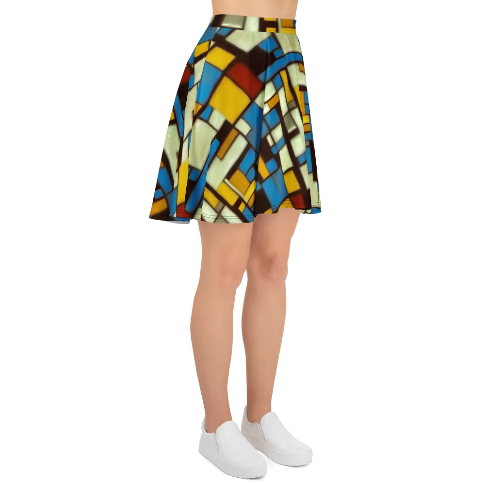 Midnight Grid on Skater Skirt — Right