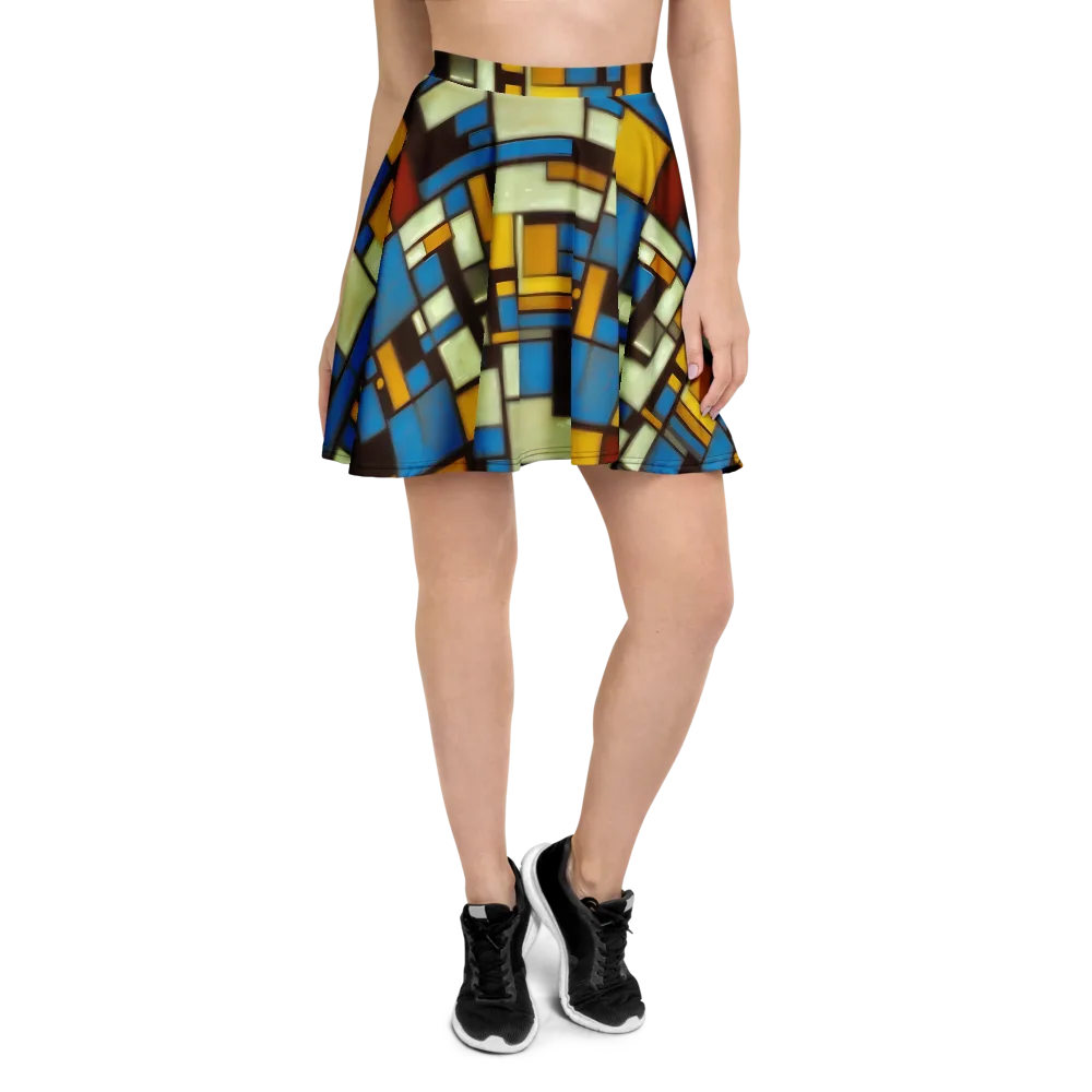 Midnight Grid on Skater Skirt — Front