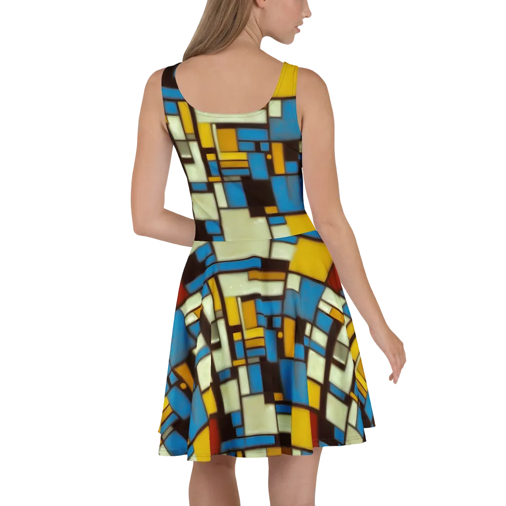 Midnight Grid on Skater Dress — Back