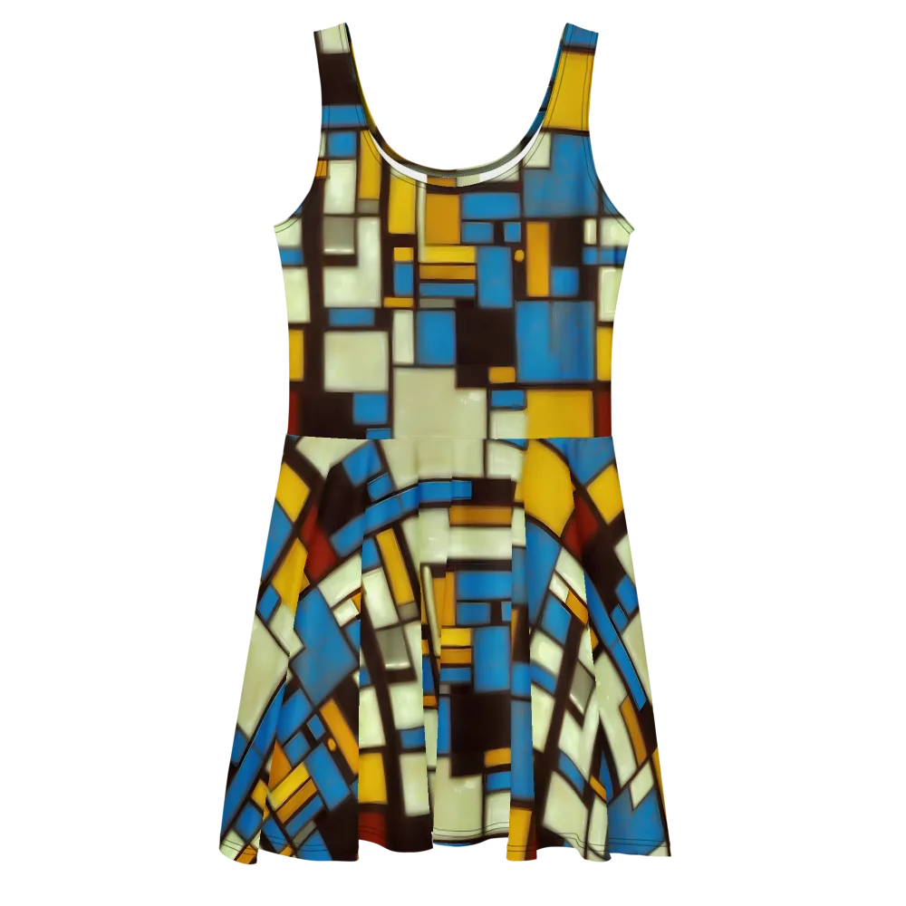 Midnight Grid on Skater Dress — Front