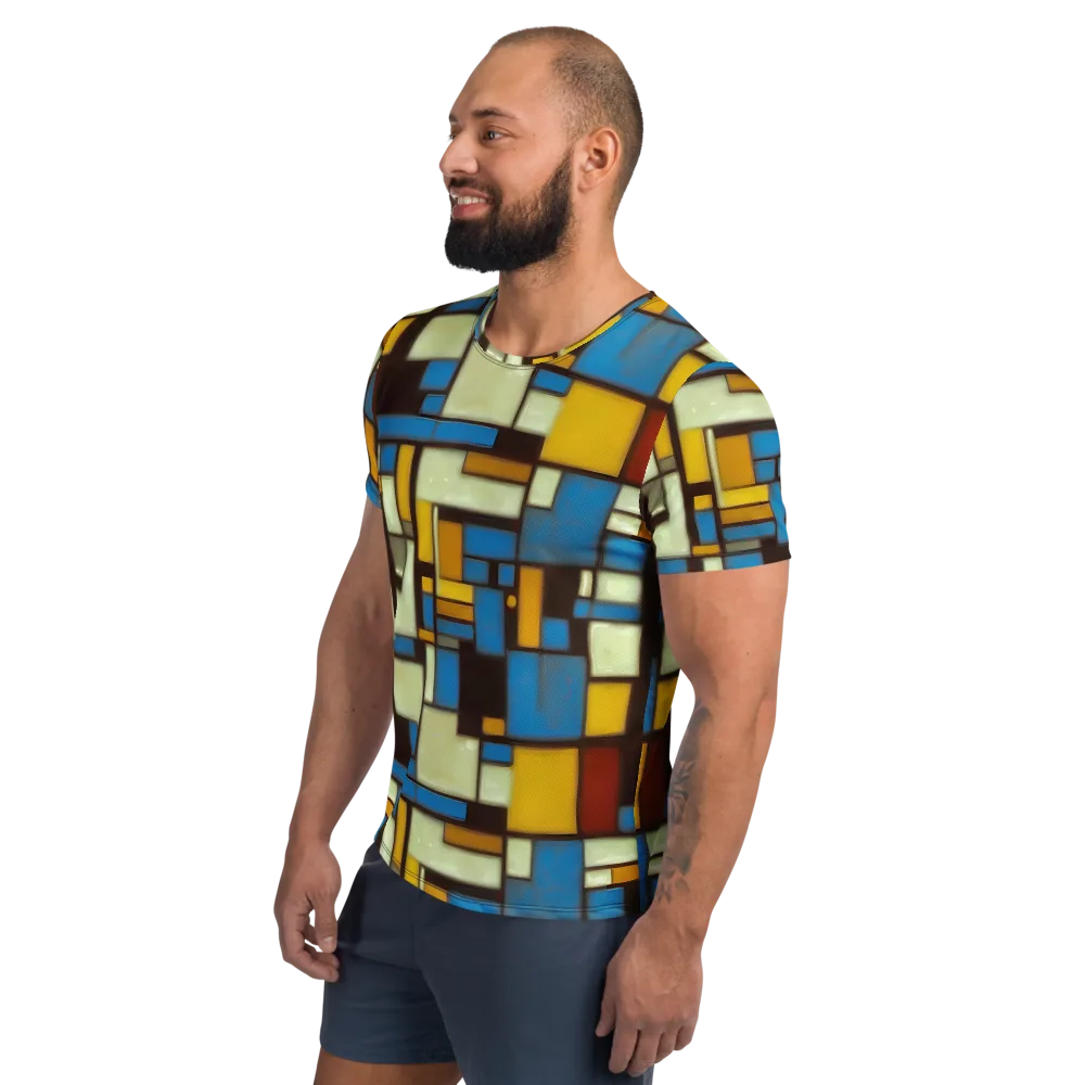 Midnight Grid on Men's Athletic T-Shirt — Left