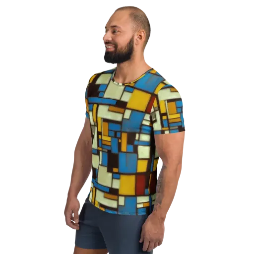 Midnight Grid on a Men's Athletic T-Shirt