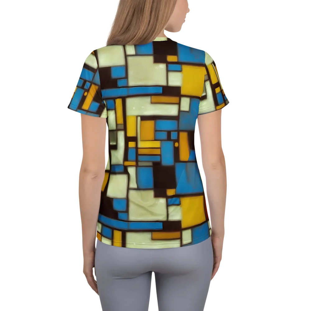 Midnight Grid on Women's Athletic T-Shirt — Back