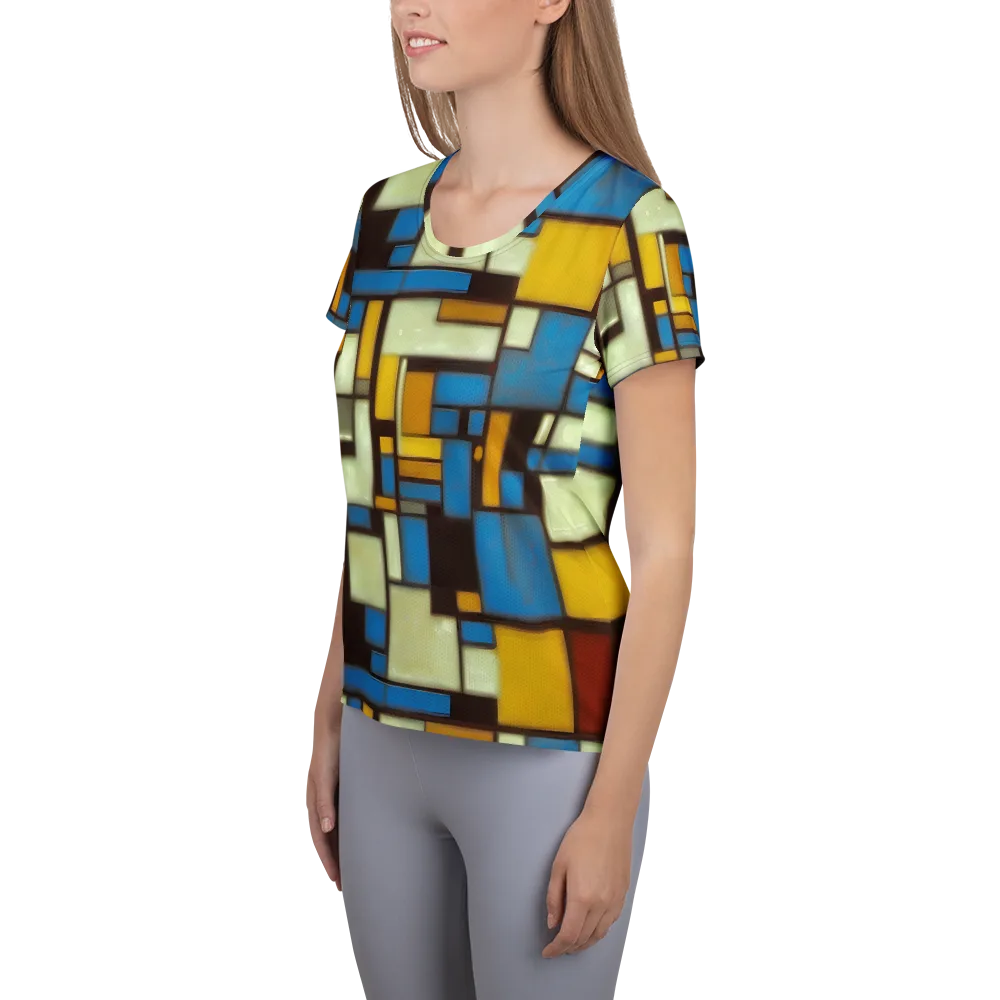 Midnight Grid on Women's Athletic T-Shirt — Left