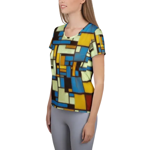 Midnight Grid on a Women's Athletic T-Shirt