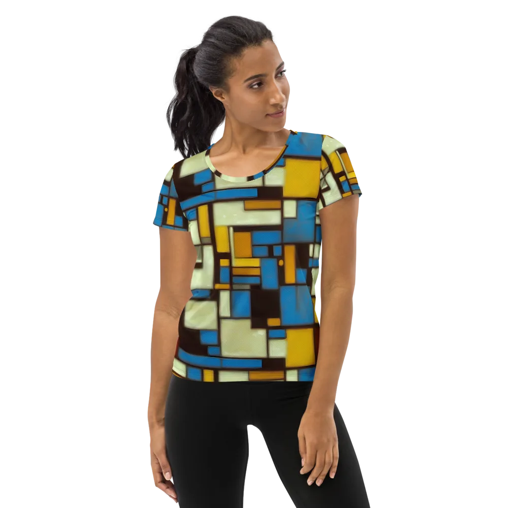 Midnight Grid on Women's Athletic T-Shirt — Front