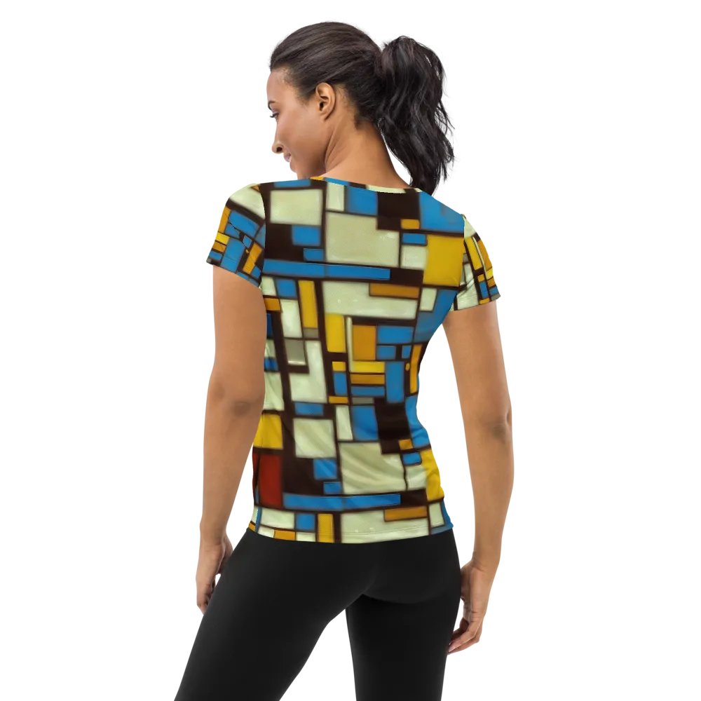 Midnight Grid on Women's Athletic T-Shirt — Back