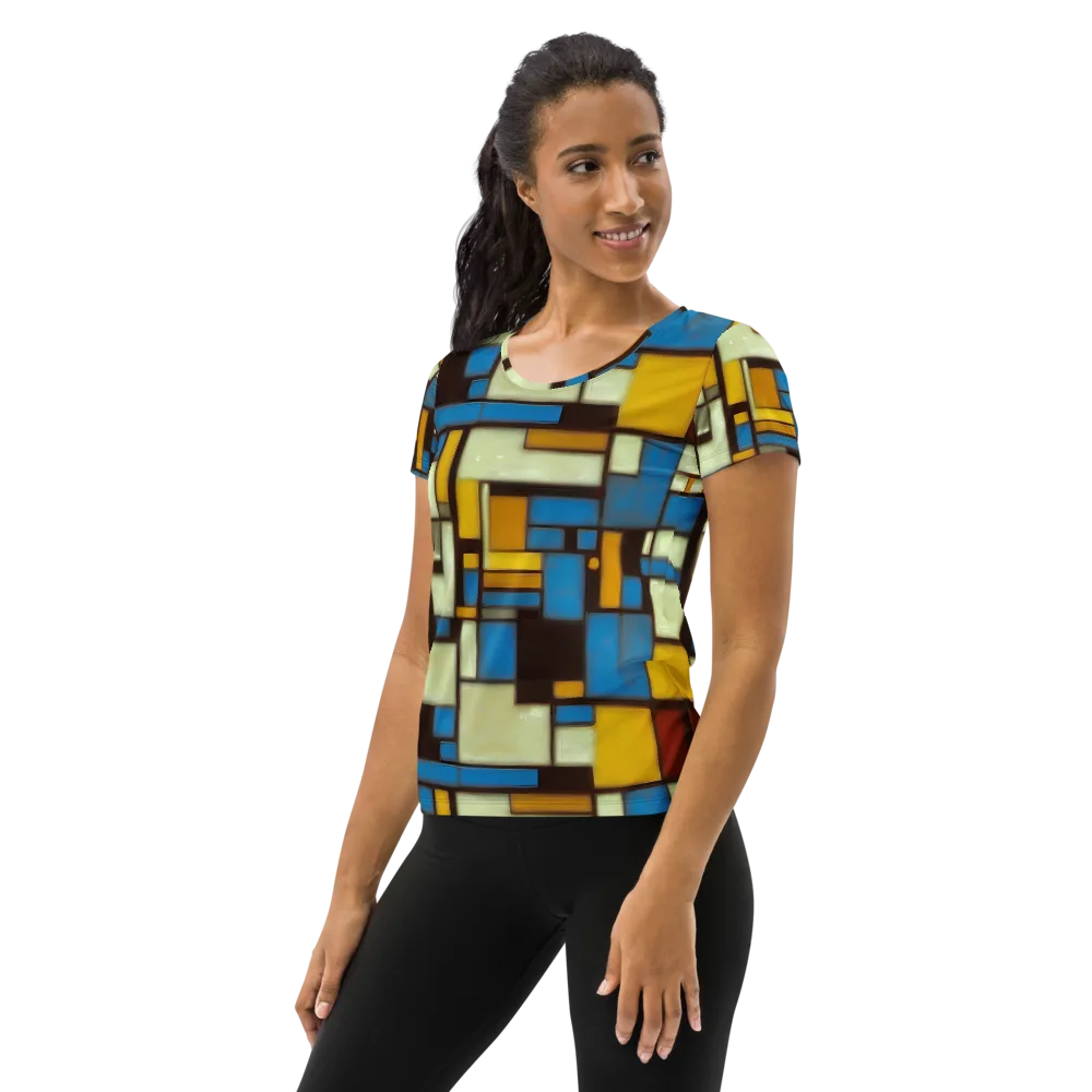 Midnight Grid on Women's Athletic T-Shirt — Left