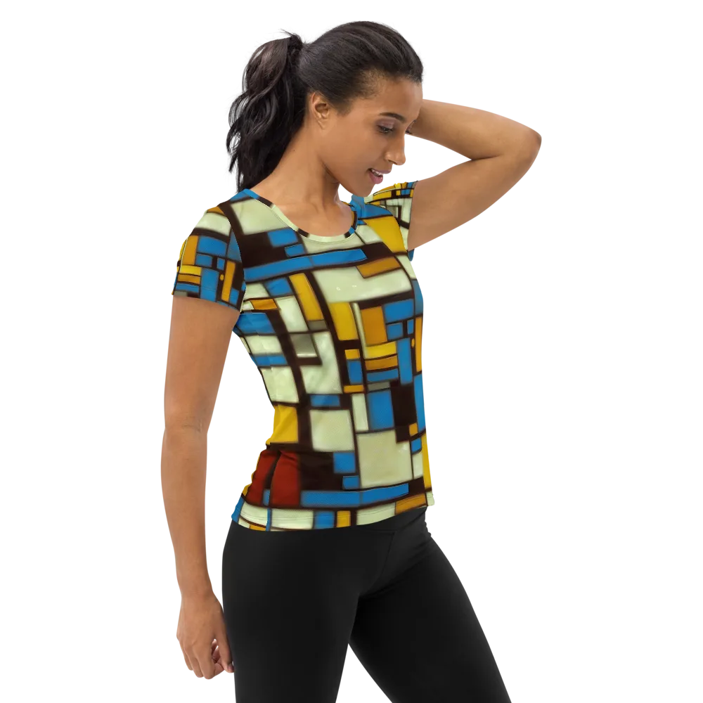 Midnight Grid on Women's Athletic T-Shirt — Right