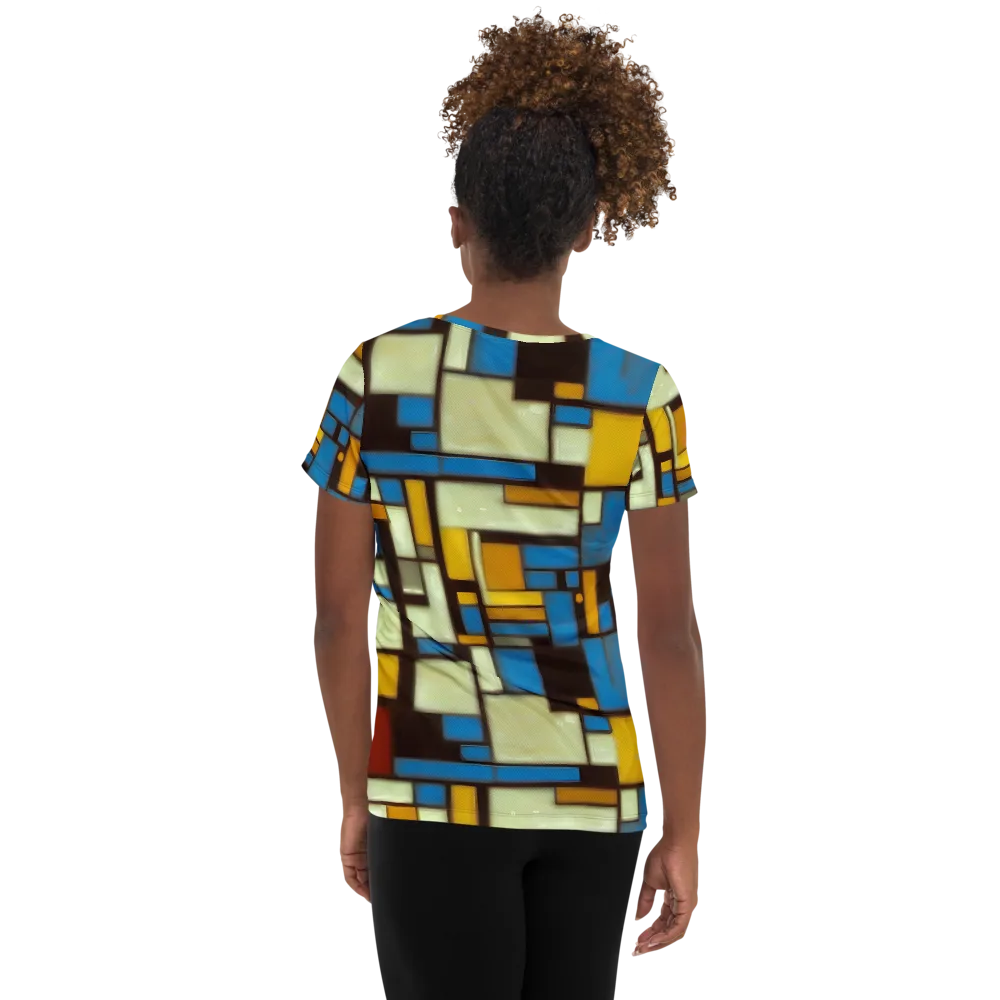 Midnight Grid on Women's Athletic T-Shirt — Back