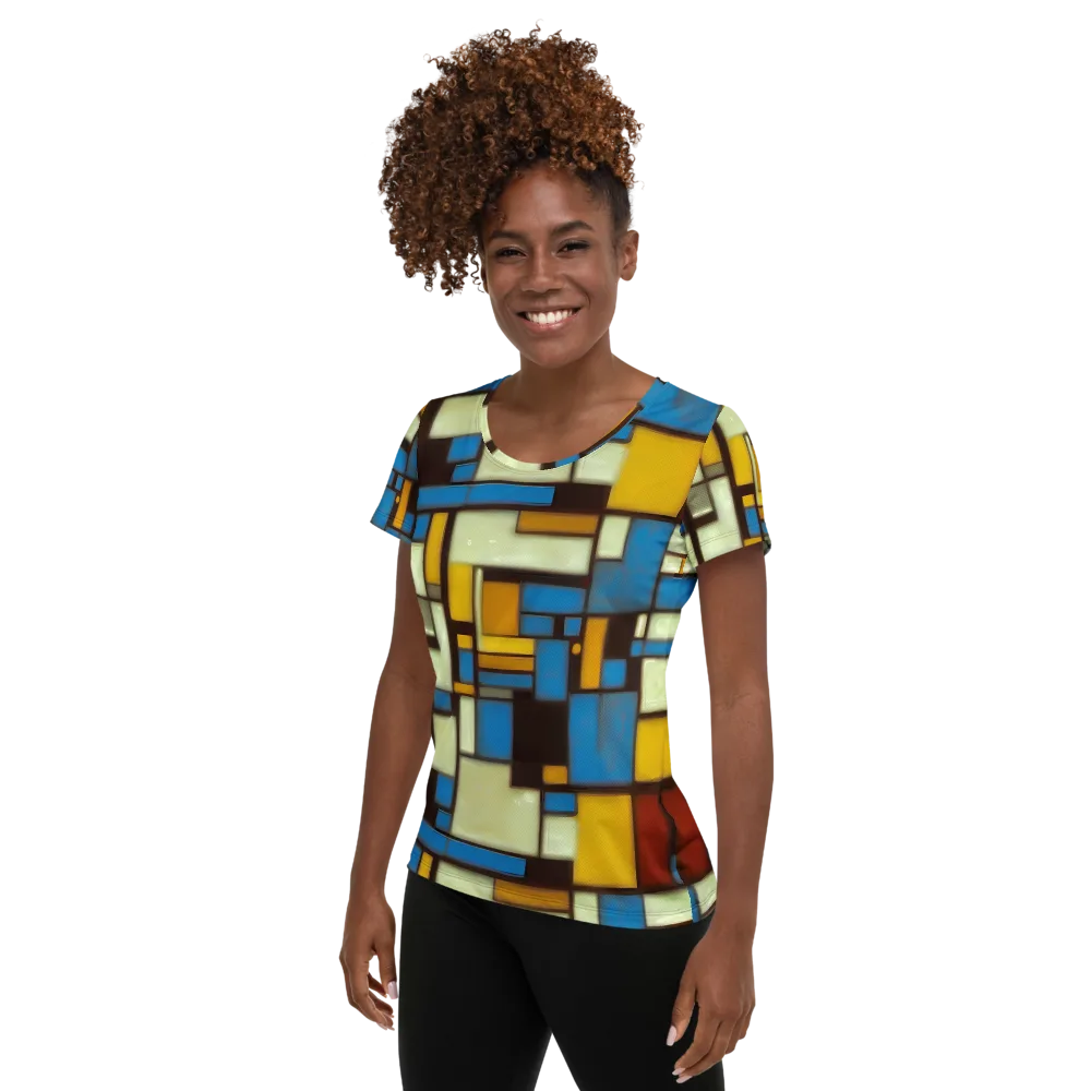 Midnight Grid on Women's Athletic T-Shirt — Left