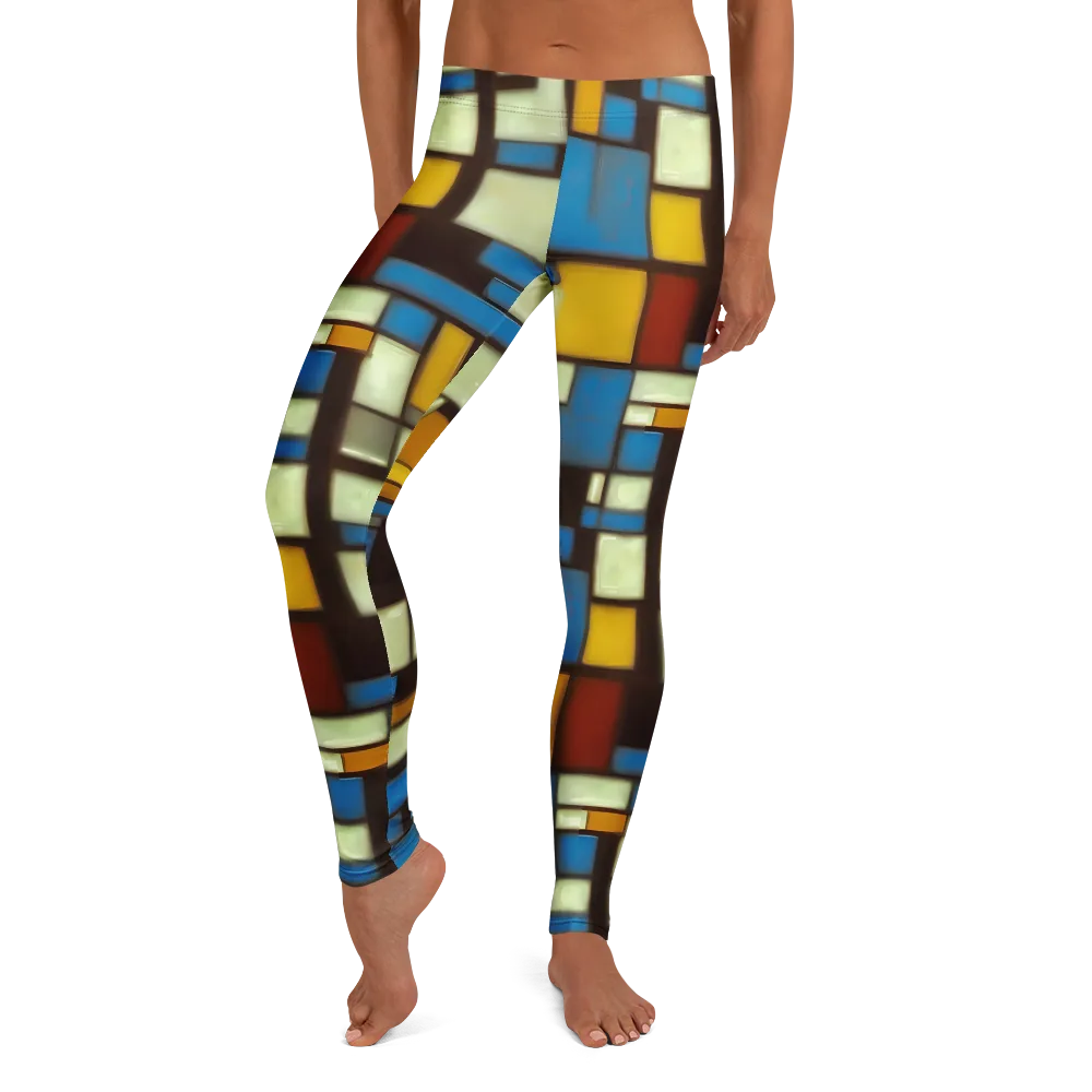 Midnight Grid on Leggings — Front