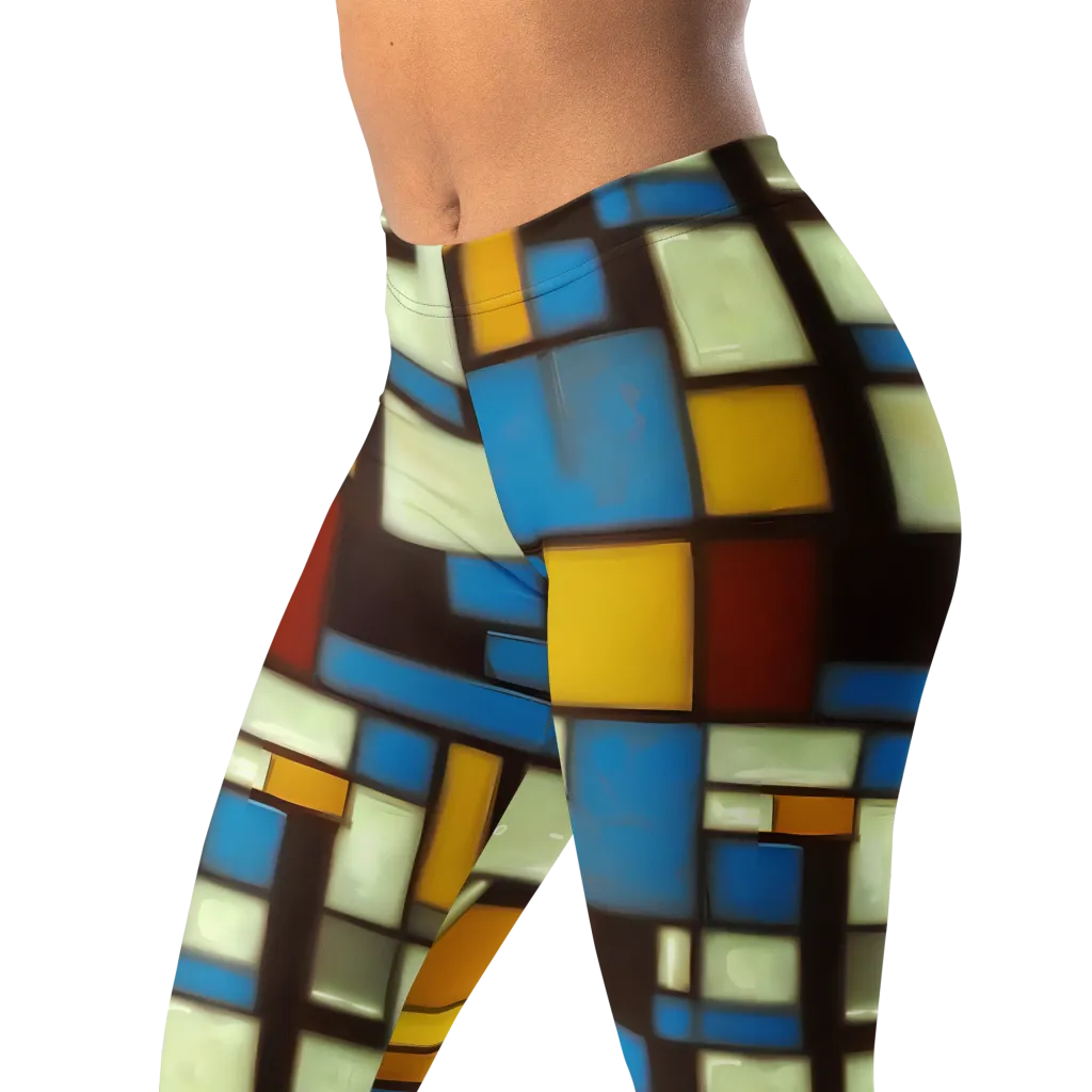 Midnight Grid on Leggings — Left Front