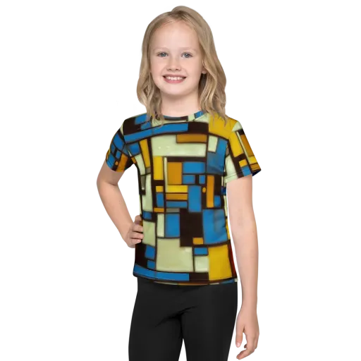 Midnight Grid on a Kids Crew Neck T-Shirt