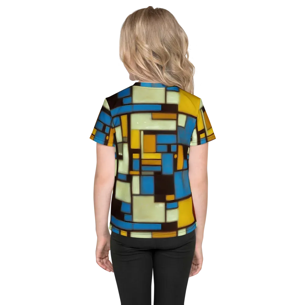 Midnight Grid on Kids Crew Neck T-Shirt — Back