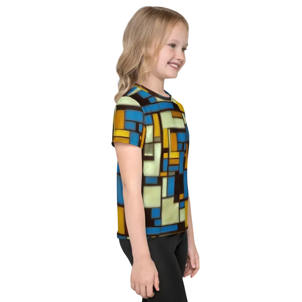 Midnight Grid on Kids Crew Neck T-Shirt — Right