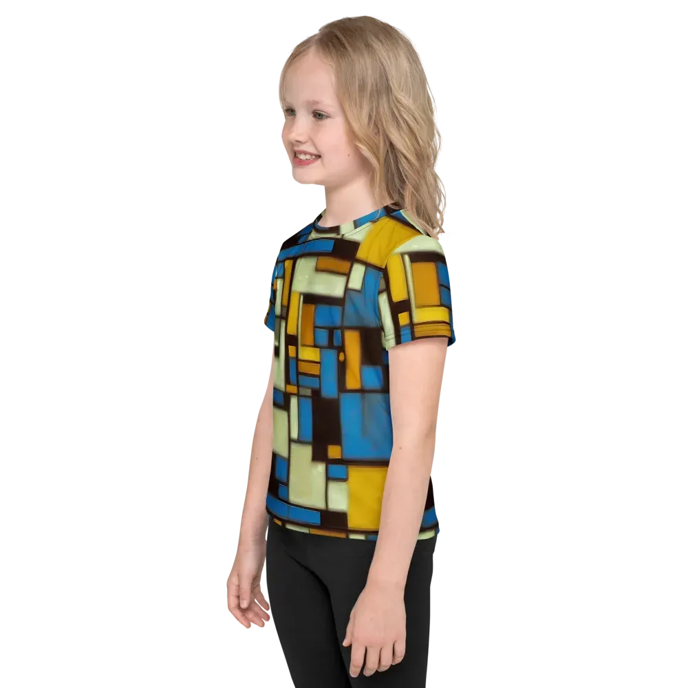 Midnight Grid on Kids Crew Neck T-Shirt — Left