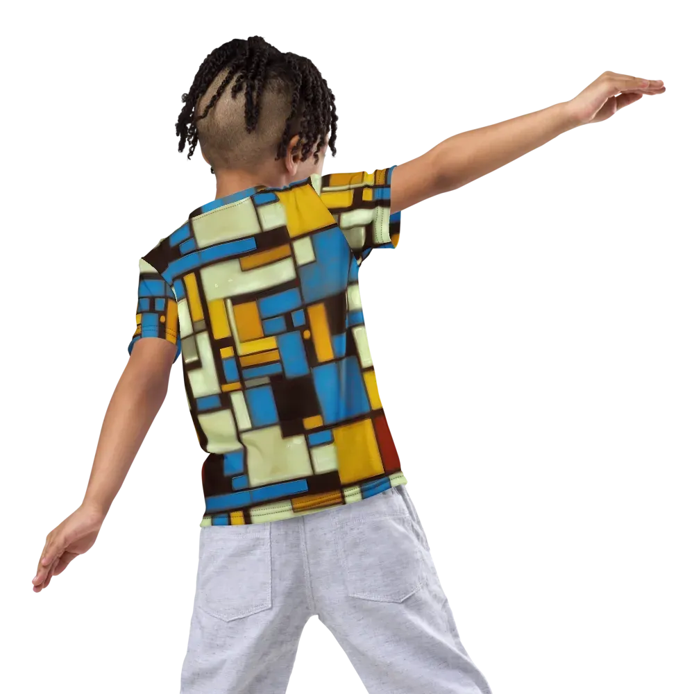 Midnight Grid on Kids Crew Neck T-Shirt — Back