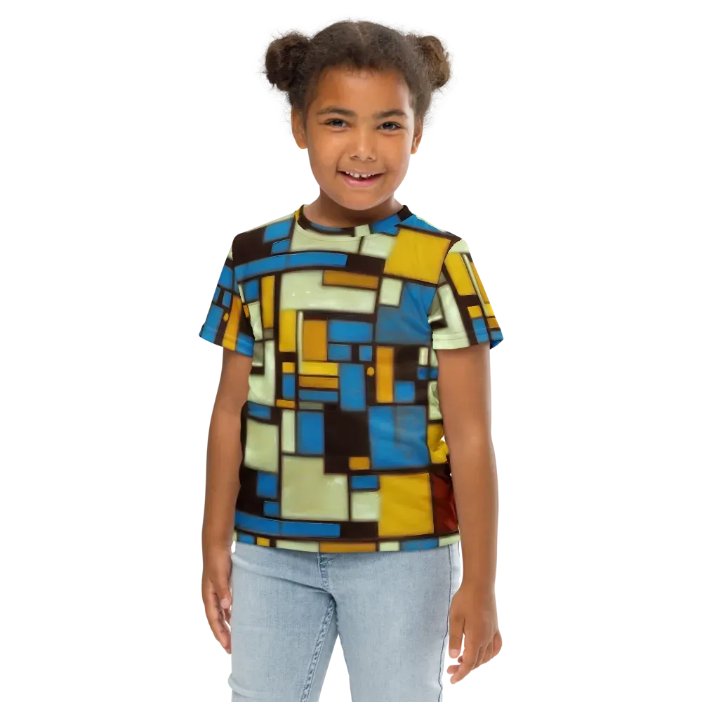 Midnight Grid on Kids Crew Neck T-Shirt — Front