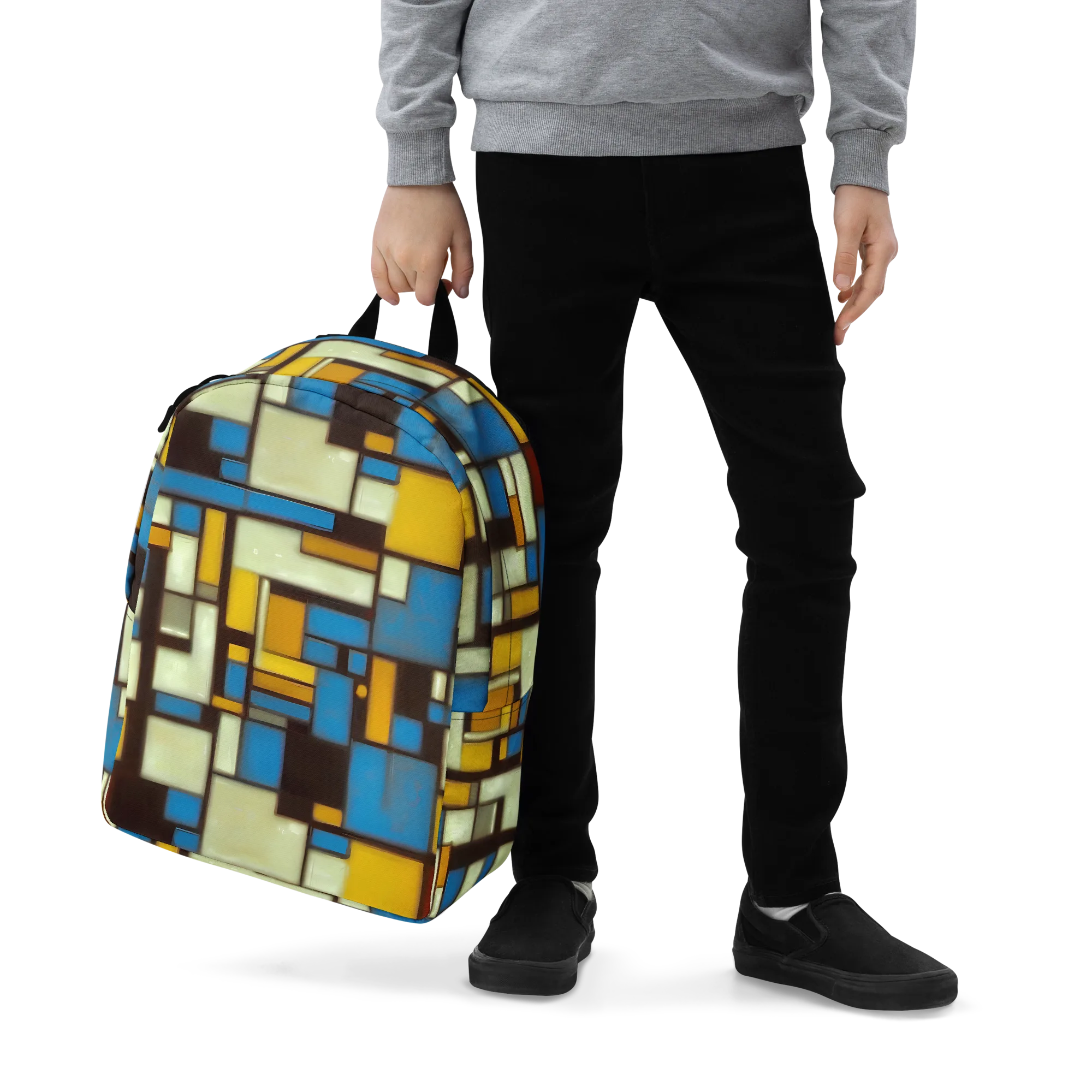 Midnight Grid on Minimalist Backpack — Zoomed-in