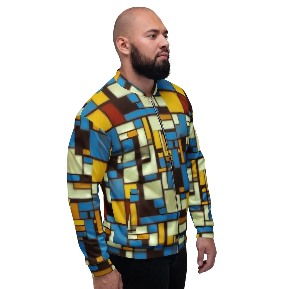 Midnight Grid on Bomber Jacket — Right