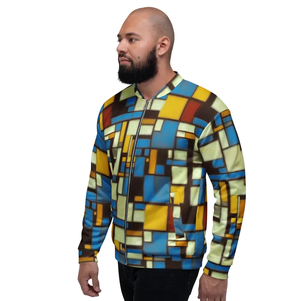 Midnight Grid on Bomber Jacket — Left