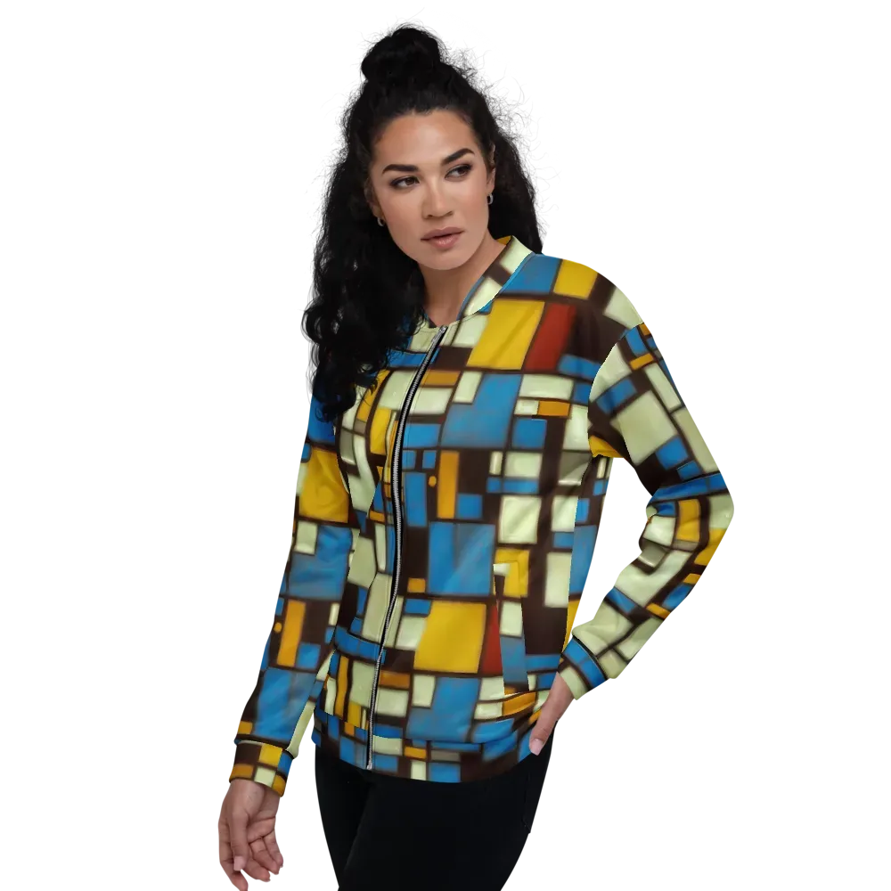 Midnight Grid on Bomber Jacket — Left