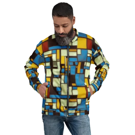 Midnight Grid on a Bomber Jacket