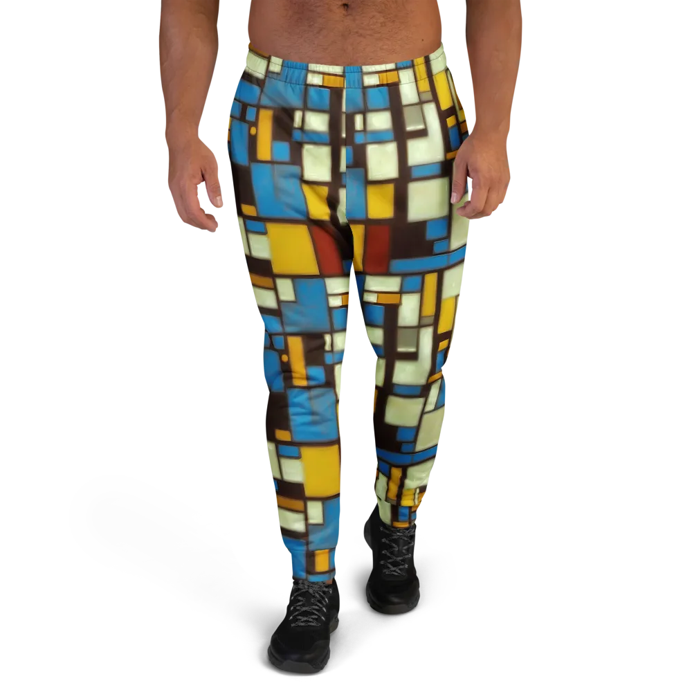 Midnight Grid on Men's Joggers — Front